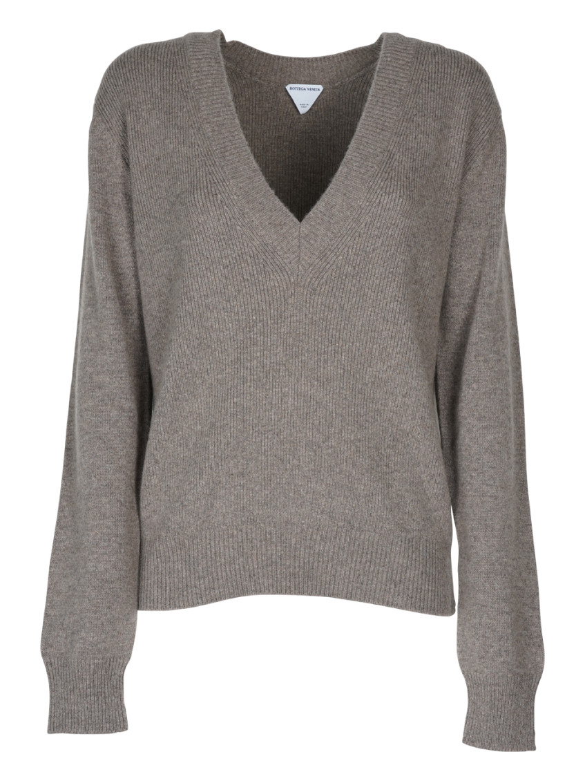Shop Bottega Veneta Taupe Compact Wool Jumper