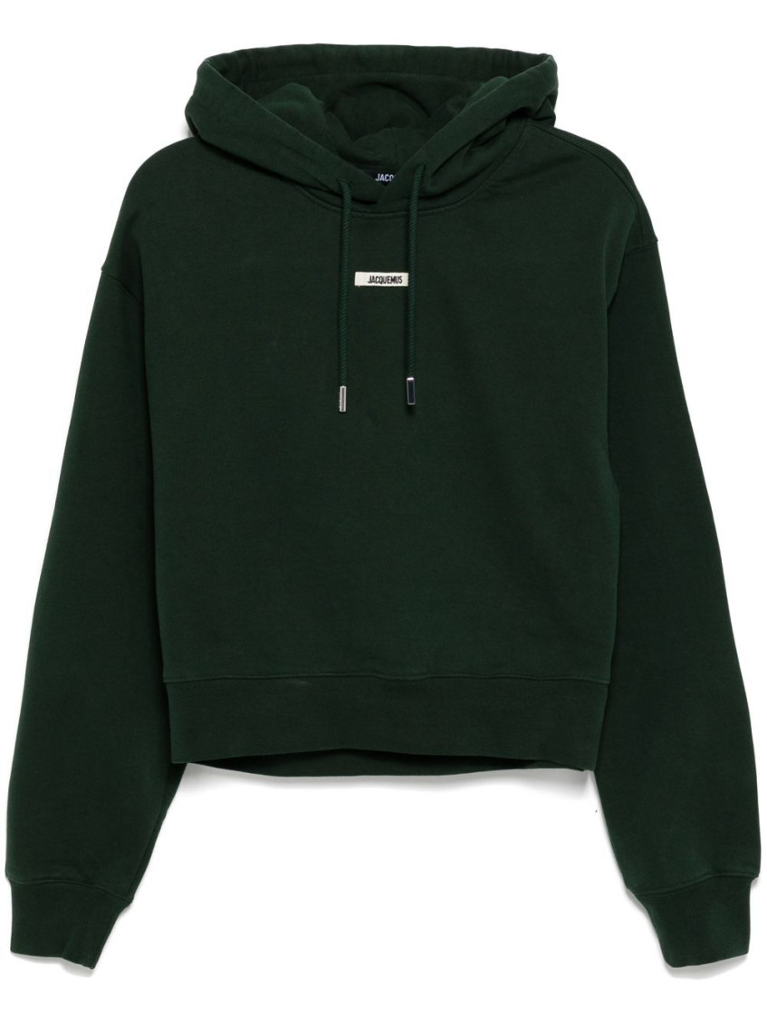 Shop Jacquemus Dark Green Gros Grain Hoodie