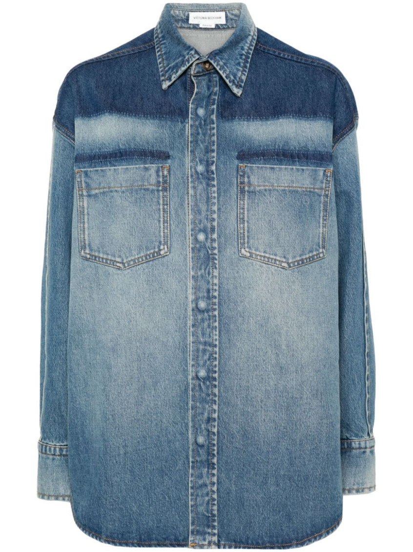 Victoria Beckham Women Camicia In Denim Schiarito In Blue