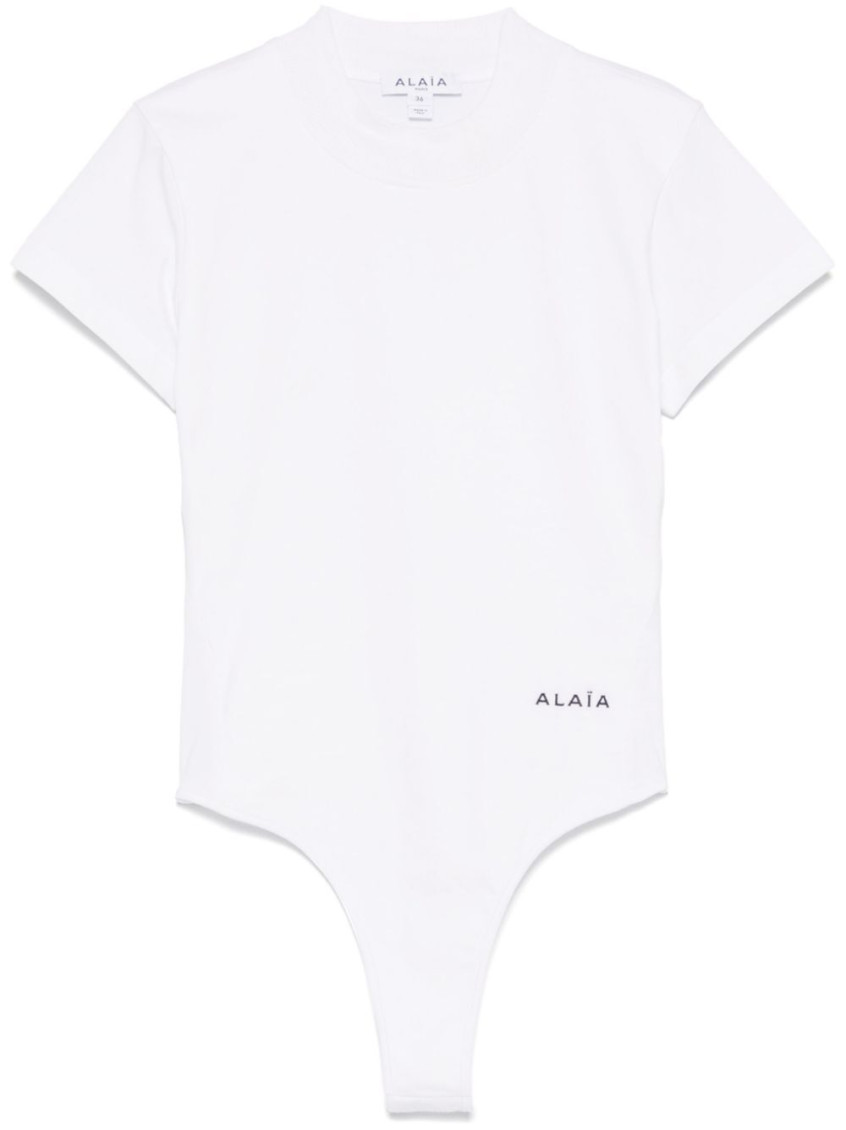 Alaïa Logo-embroidered Bodysuit T-shirt In White