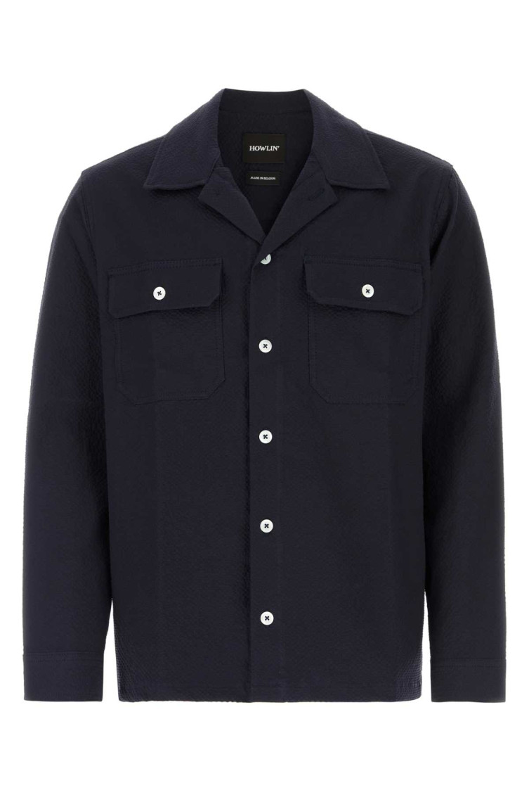 Howlin' Howlin Navy Blue Stretch Cotton Magic Work Shirt In Navy Blue