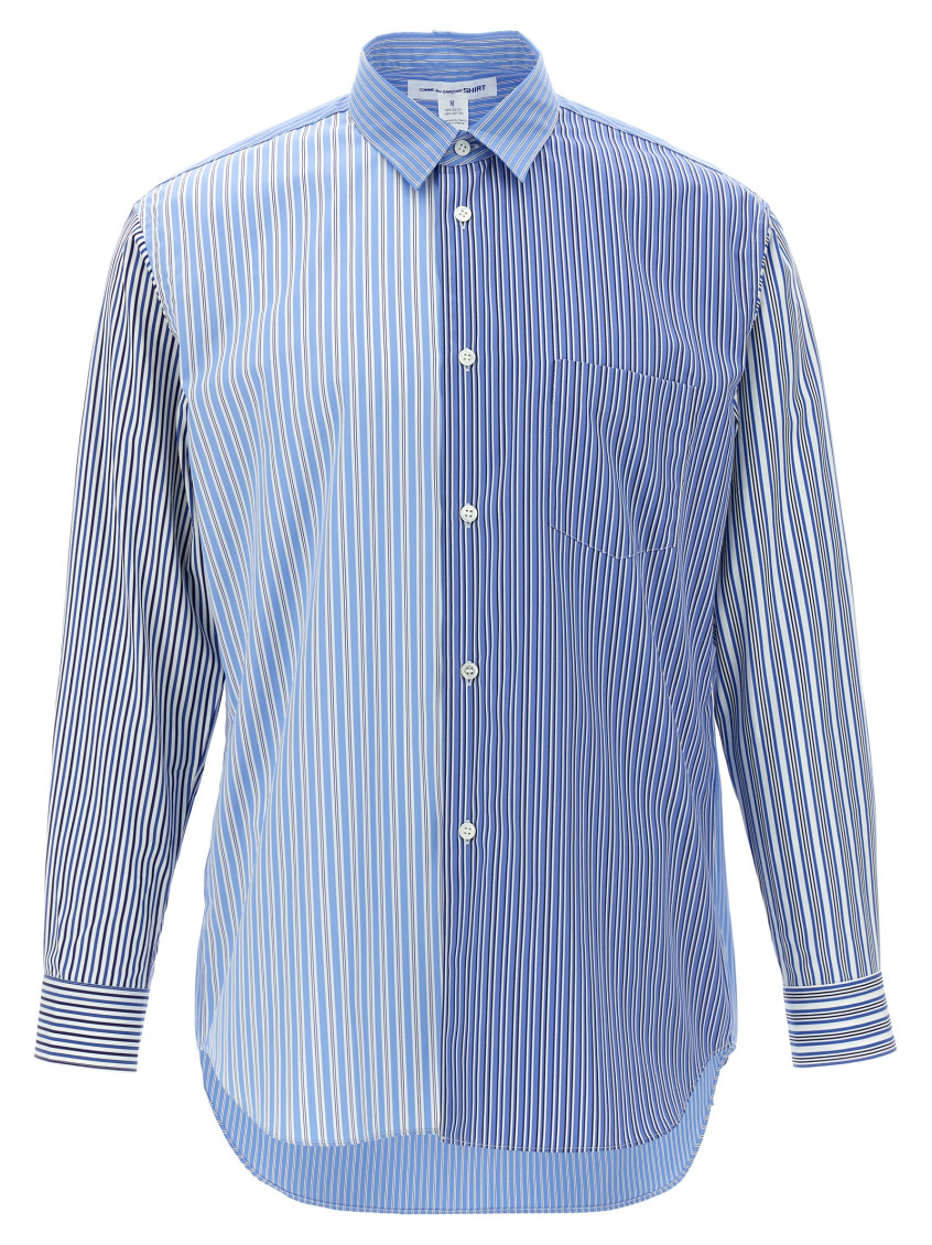 Comme Des Garçons Striped Shirt With Button-down Collar And Chest Pocket In Multicolor