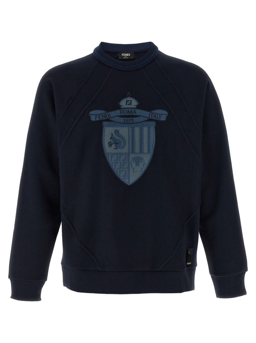 Fendi Crest Crew Neck Sweatshirt In Blue