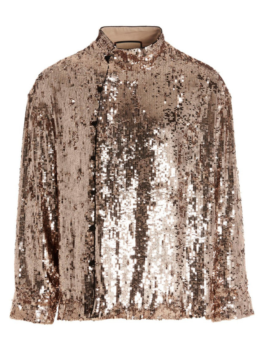 Gucci Sequin Shirt Shirt And Blouse Silver In Brown