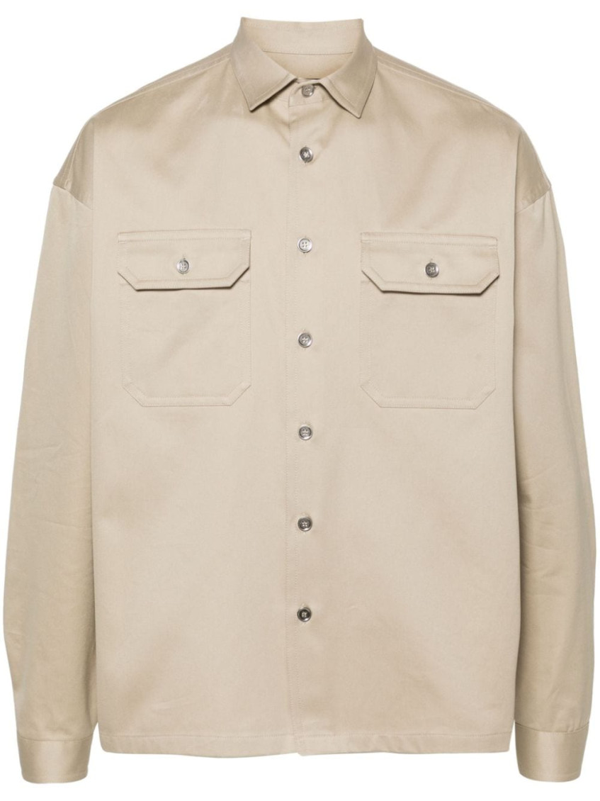 Prada Twill-weave Overshirt In Beige