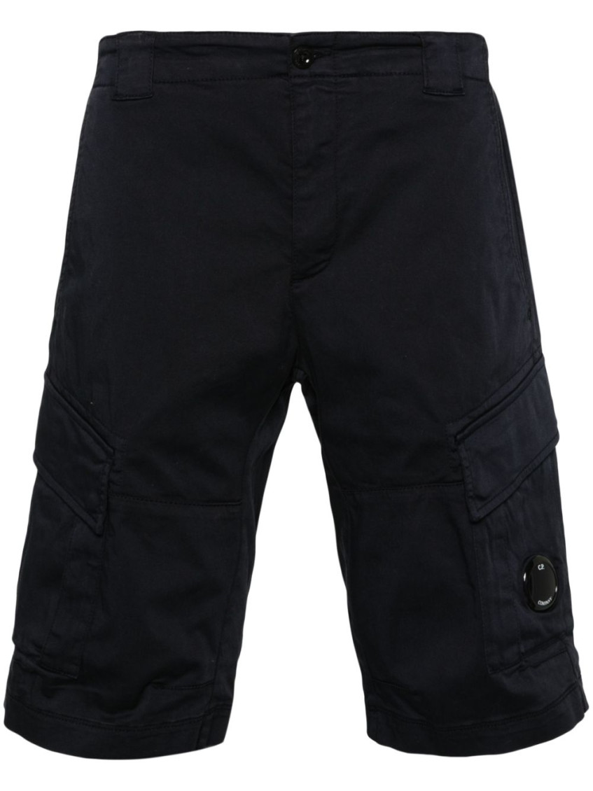 C.p. Company Sateen Stretch Cargo Shorts In Dark Blue