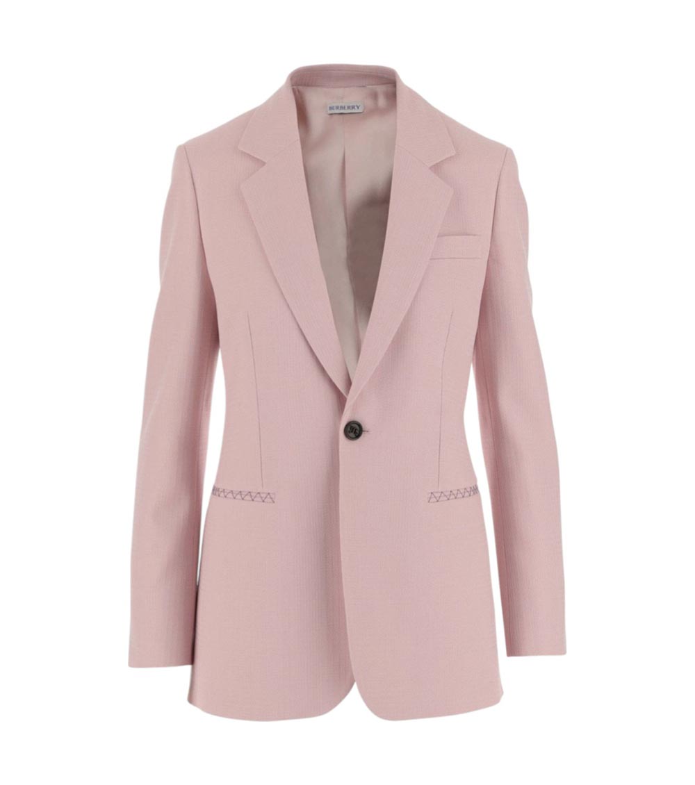 Burberry Wool Tailored Jacket In Light Pink