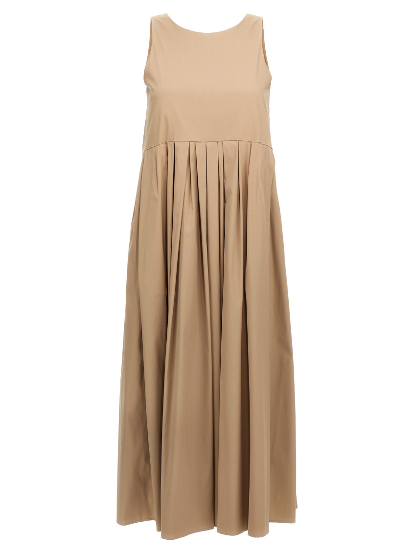 Max Mara Round Neck Sleeveless Dress In Blue