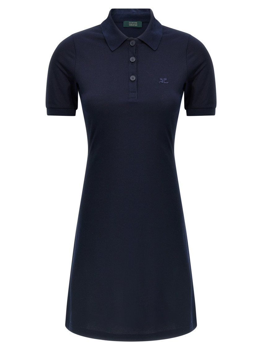 Courrèges Dress Polo Piqué In Blue