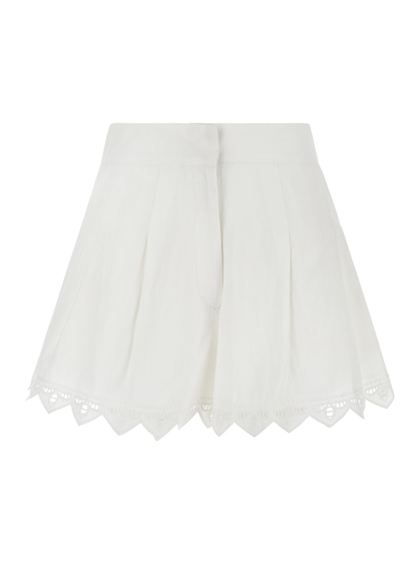 Scarlett Poppies White Shorts With Trimmed Edges In Techno Fabric Woman In White