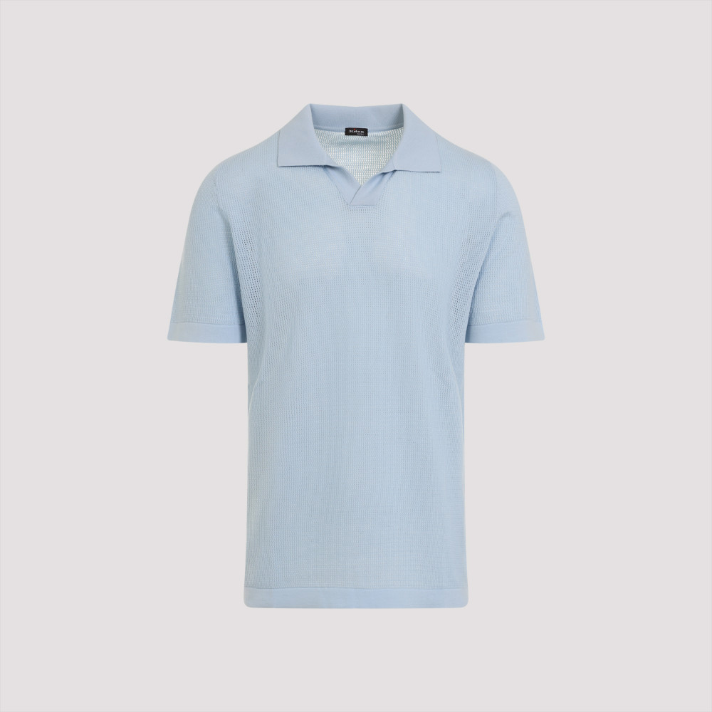 Shop Kiton Sky Blue Classic Logo Polo T-shirt