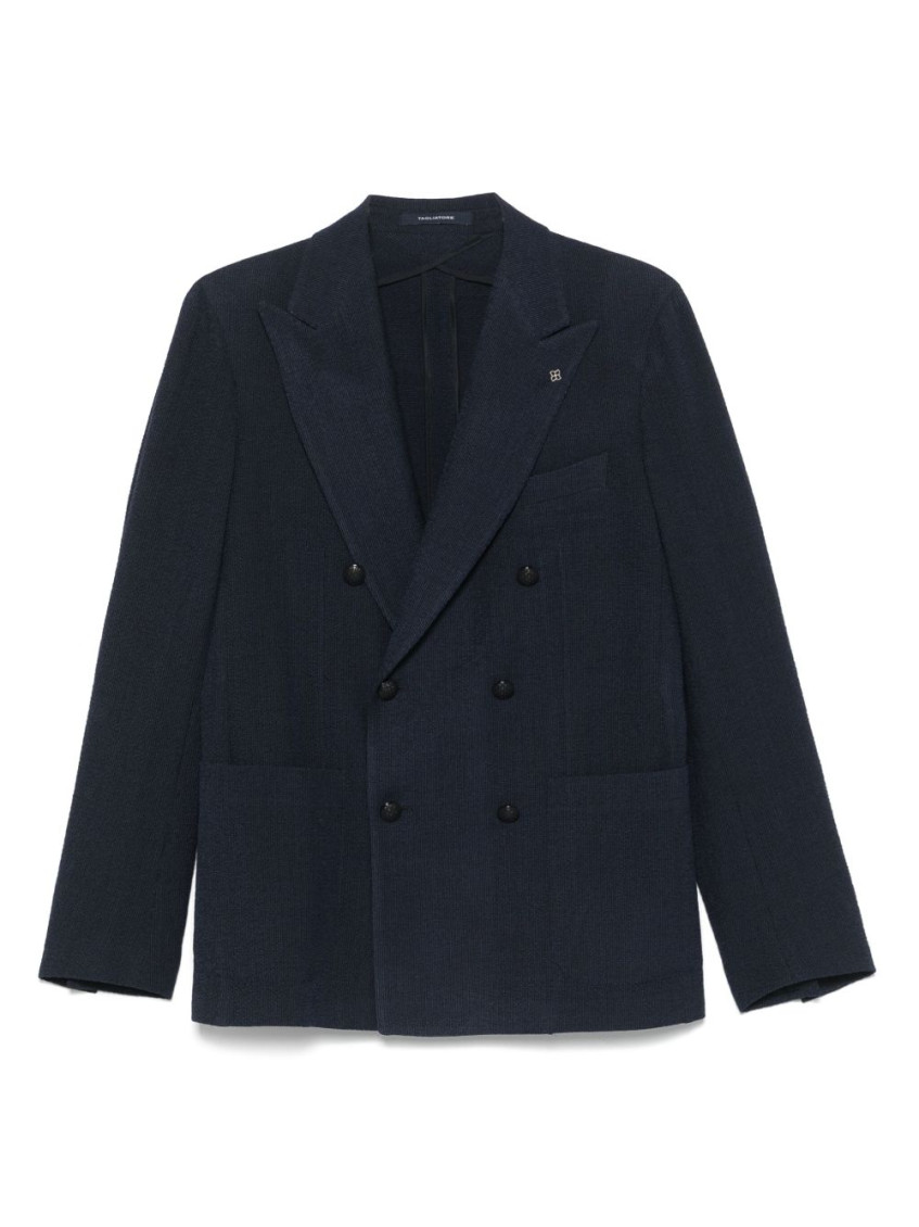 Shop Tagliatore Navy Blue Suit Blazer