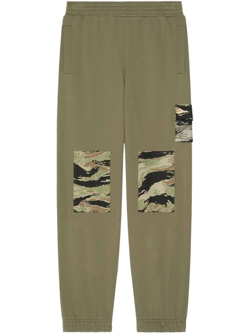 Givenchy Camouflage Patch Wool Jogging Pants In Khaki