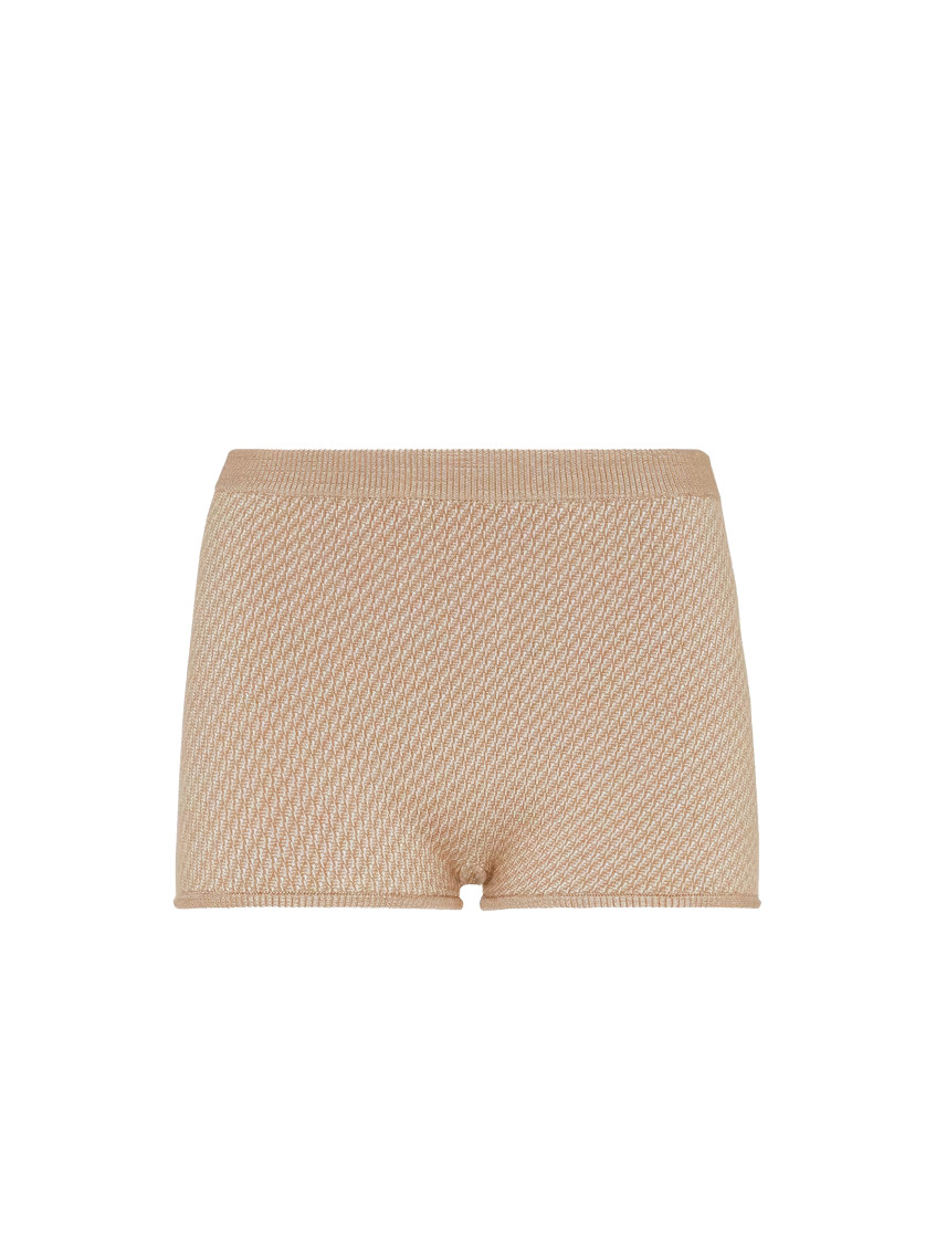 Fendi Beige Ff Wool Shorts In Beige