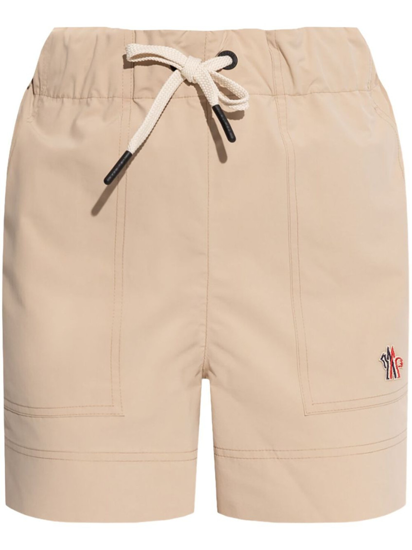 Moncler Grenoble Women Logo Nylon Shorts In Beige