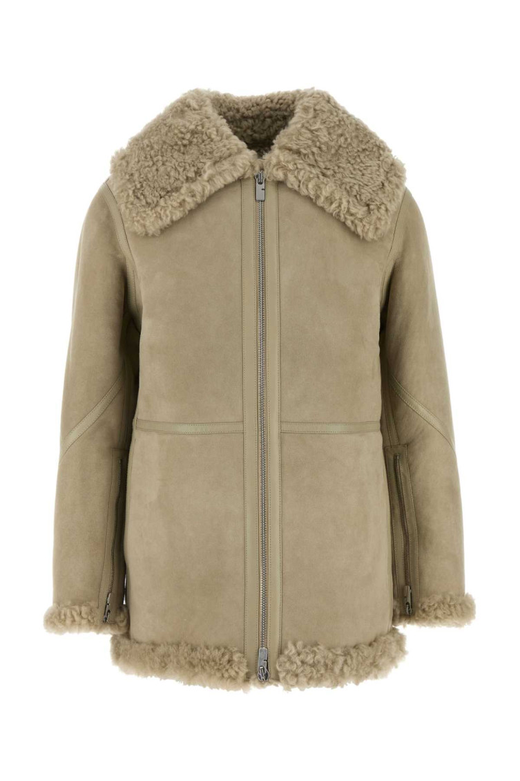 Burberry Cappuccino Shearling Jacket In Beige