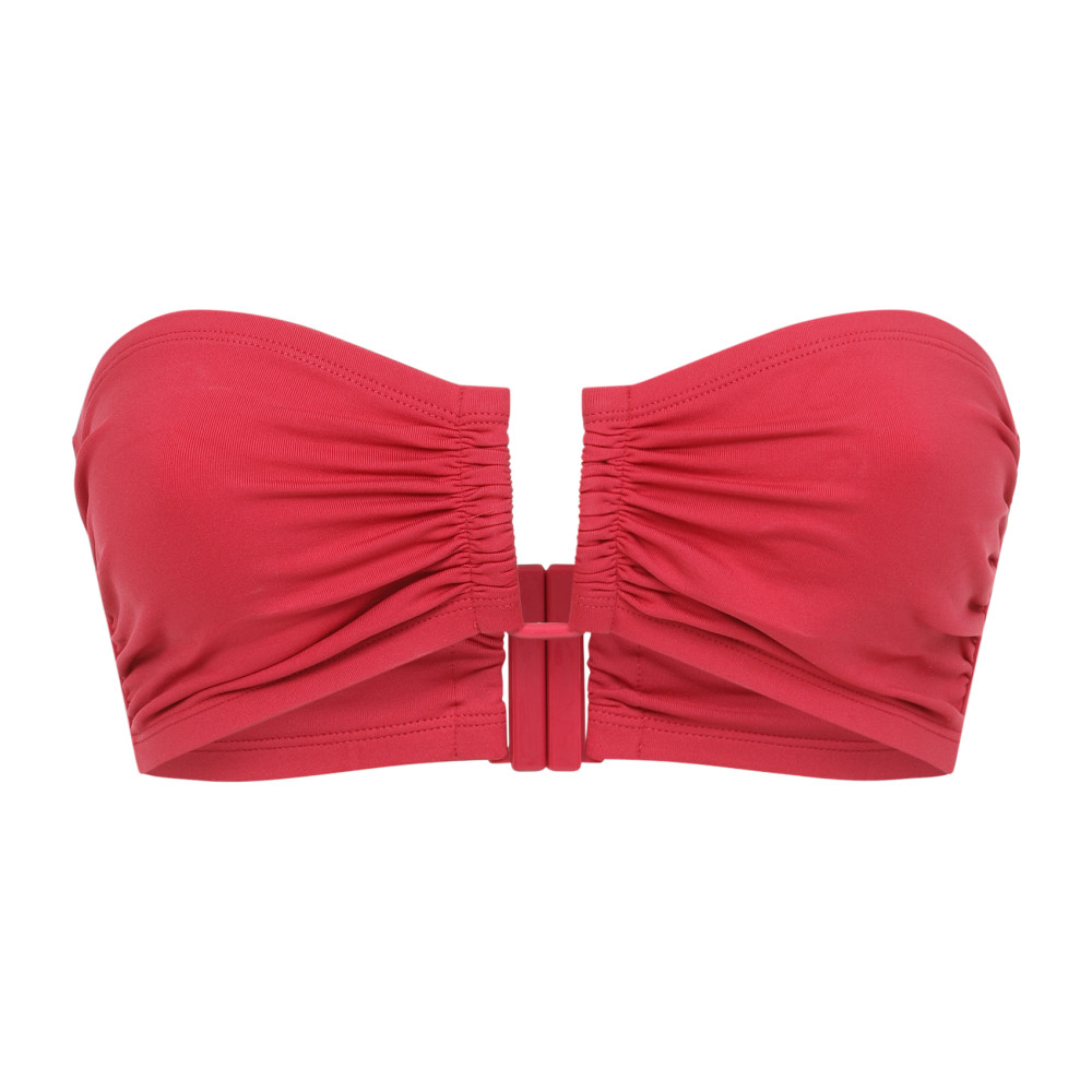 Eres Bandeau Bikini Top With Bust Shirring In Coral