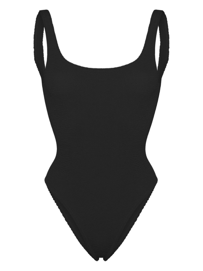 Mc2 Saint Barth Lora Logo-patch Swimsuit In Black