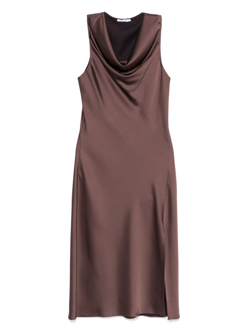 Shop Patrizia Pepe Light Brown Polyester Dress