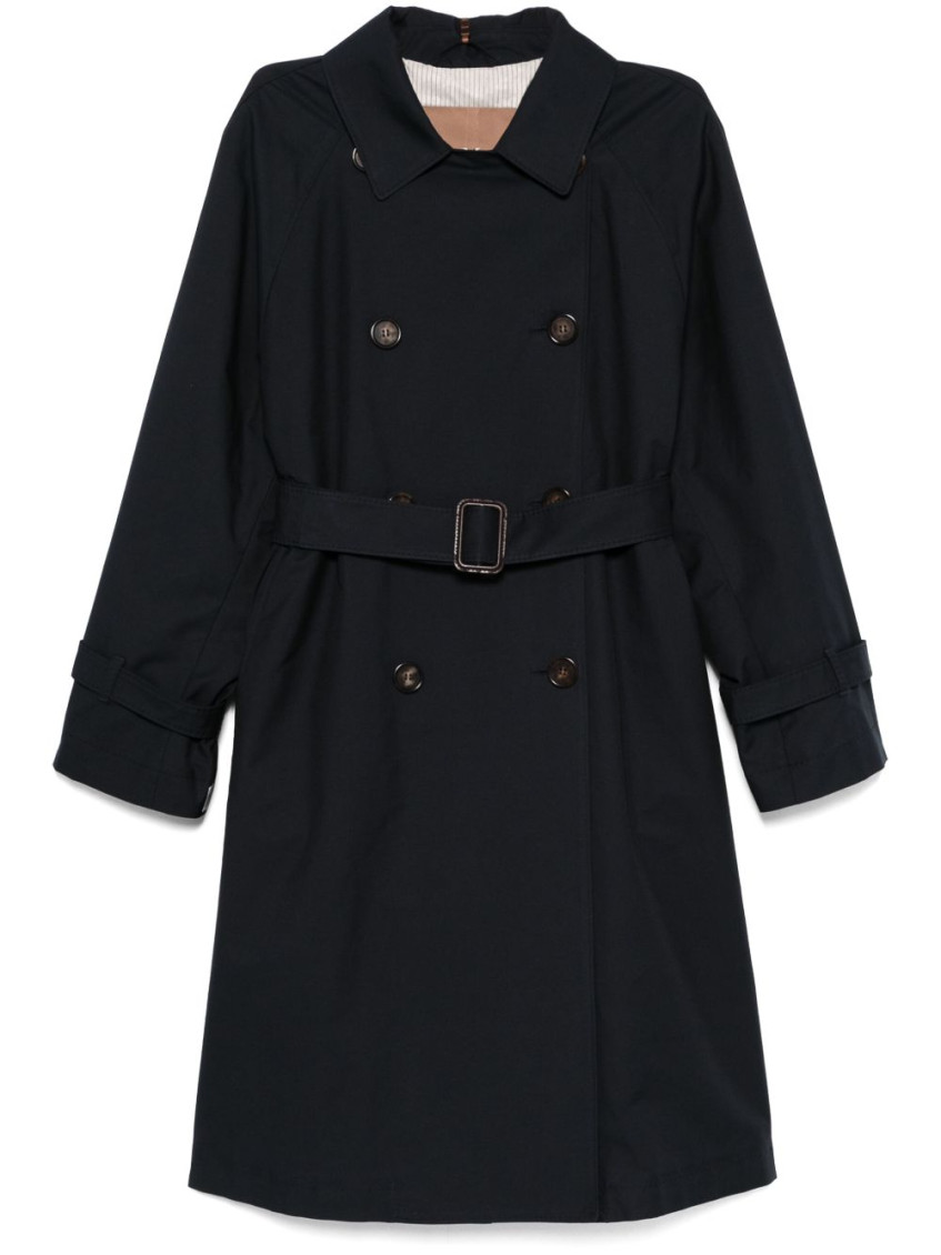 Max Mara Navy Blue Gabardine-weave Trench Coat In Navy Blue