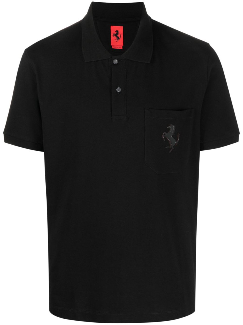 Ferrari Prancing Horse Polo Shirt In Black