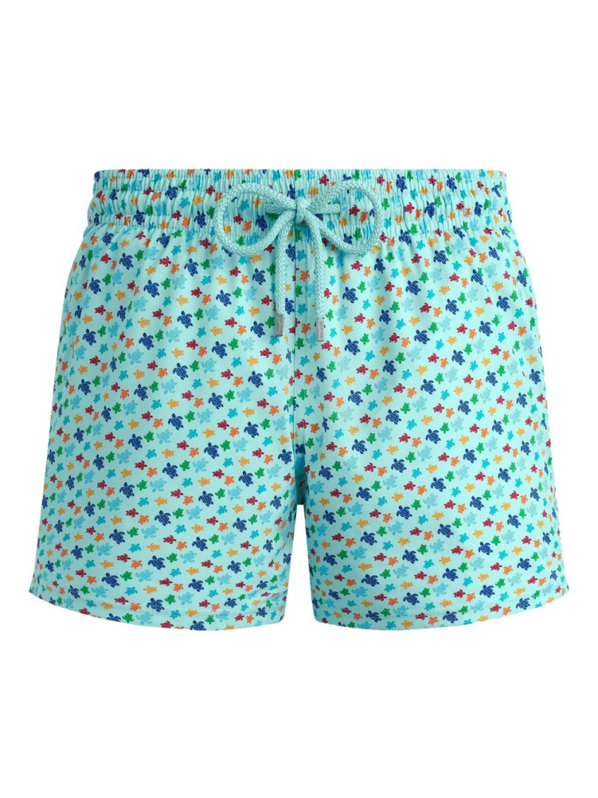 Vilebrequin Micro Ronde Des Tortues Rainbow Stretch Short Swim Shorts In Light Blue