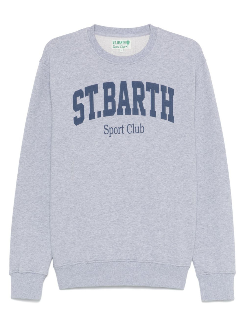 Mc2 Saint Barth Grey Crew Neck Logo Sweatshirt In Light Grey