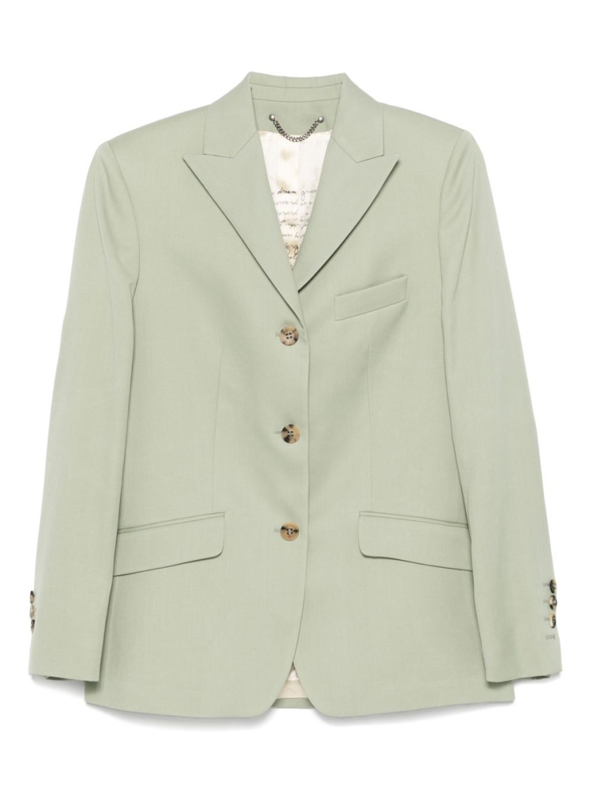 Golden Goose Structured Jacket With Notch Lapels And Shoulder Pads In Green