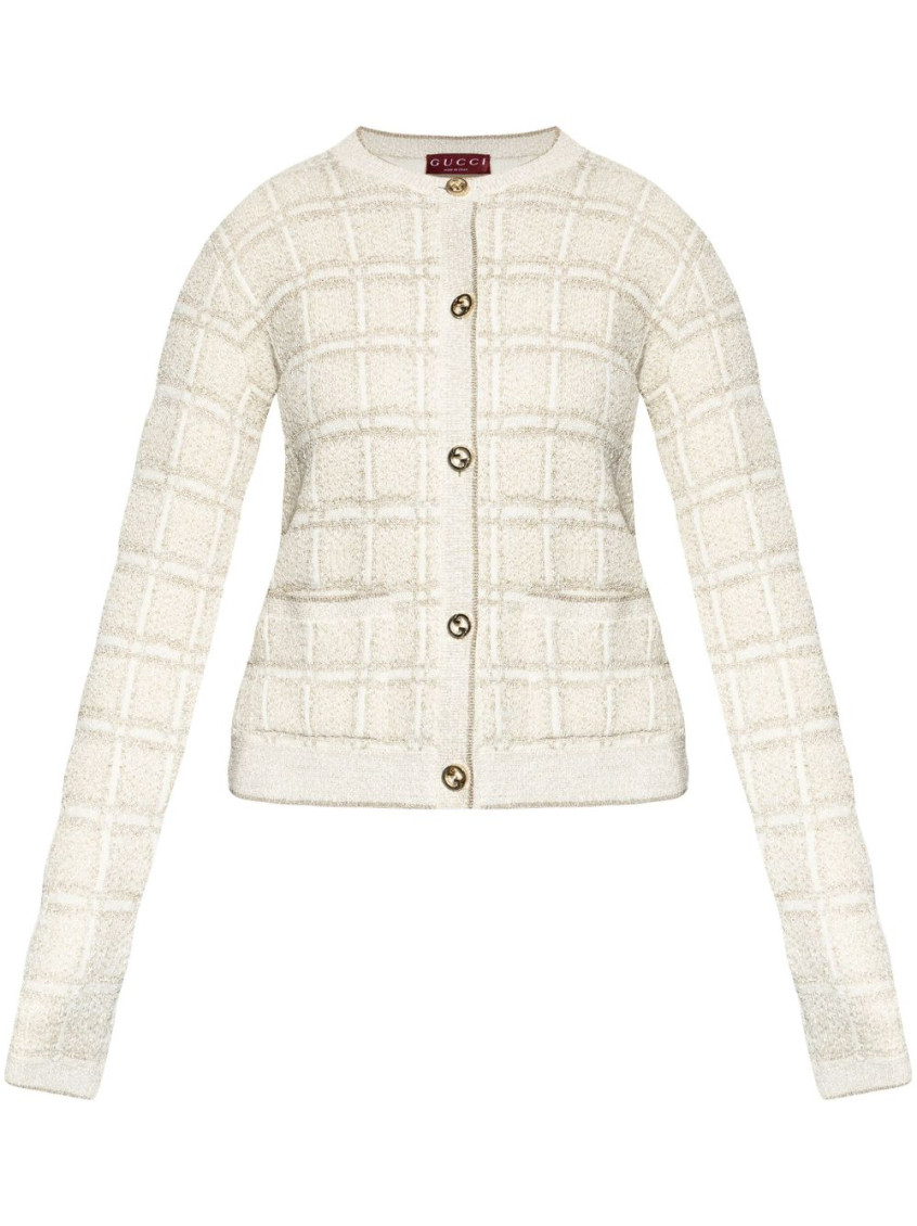 Gucci White Wool And Jacquard Cardigan In White