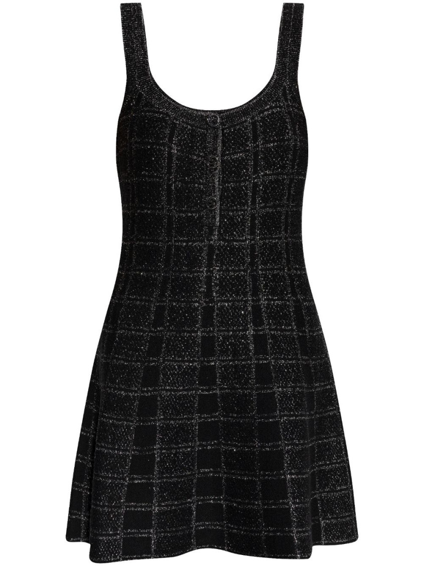 Gucci Black Wool And Jacquard Dress In Black