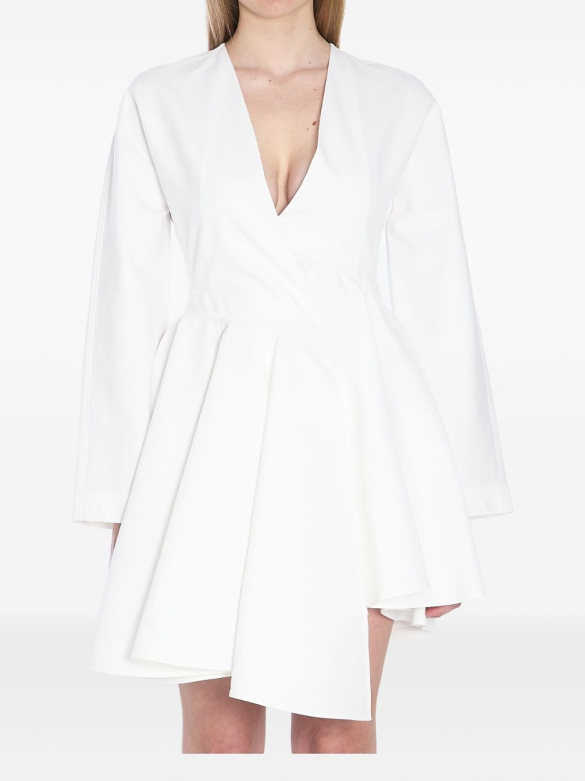 Alaïa Womens Spiral-belt Pleated Cotton-poplin Mini Dress Blanc In White