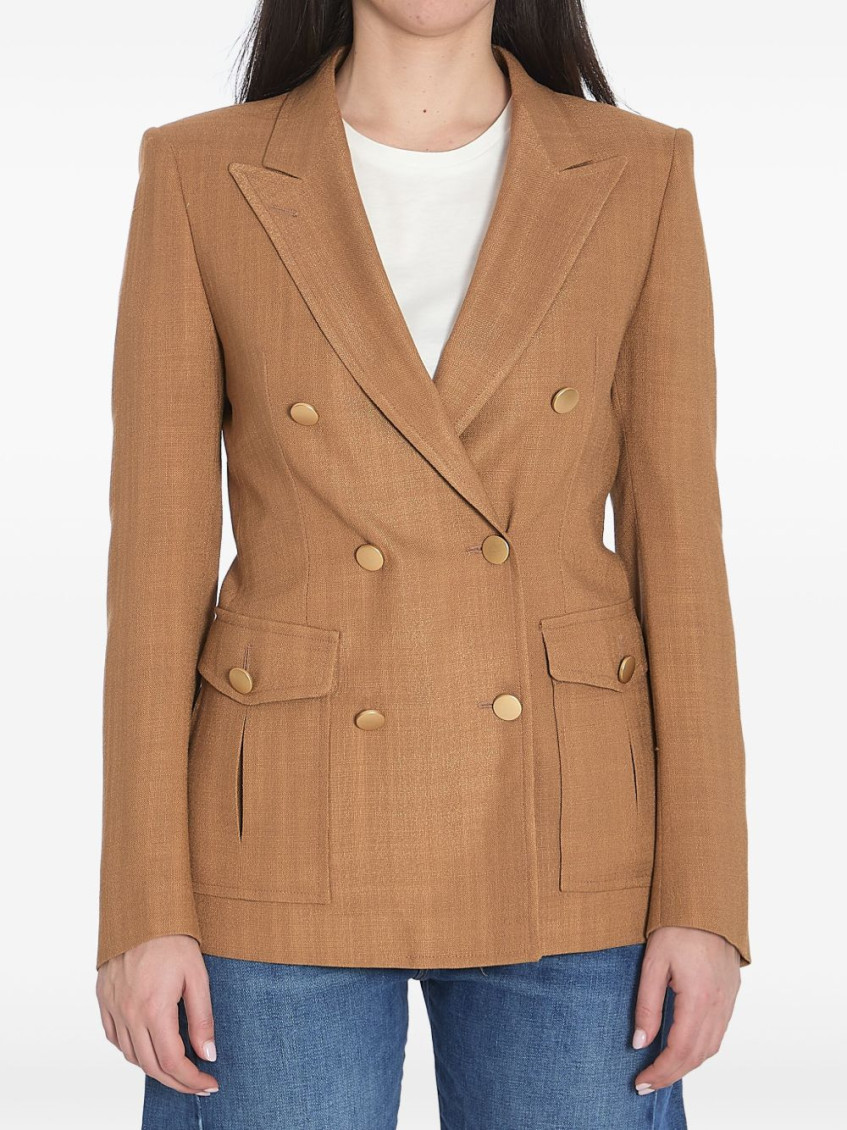 Tagliatore Double-breasted Blazer In Brown