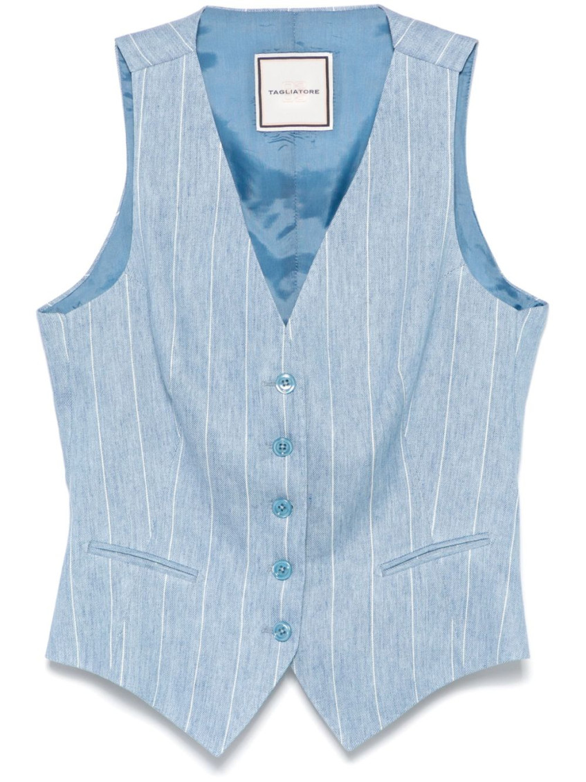 TAGLIATORE BLUE STRIPED VEST