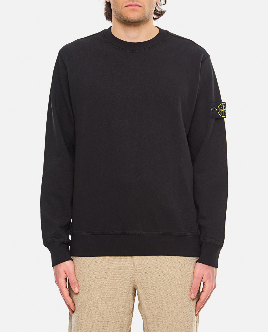 Shop Stone Island Black Round-neck Sweatshirt