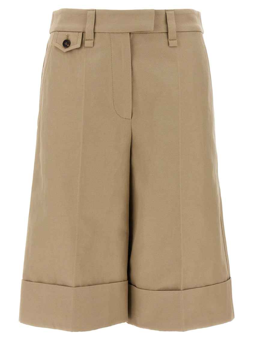 Shop Brunello Cucinelli Beige Turn-up Bermuda Shorts