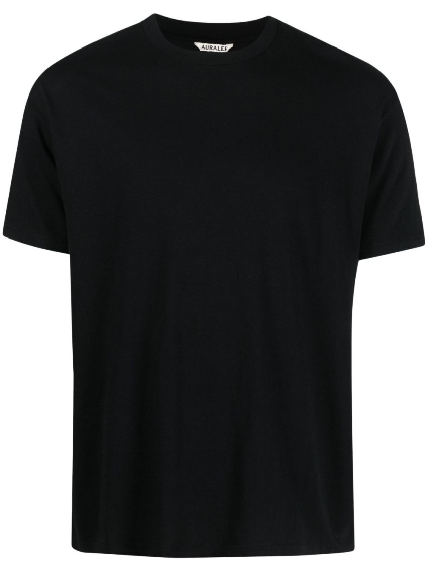 Auralee Luster Plaiting Cotton T-shirt In Black
