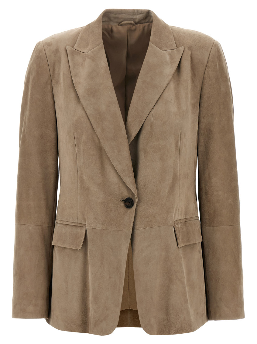 Brunello Cucinelli Single-breasted Blazer Button Notch In Beige