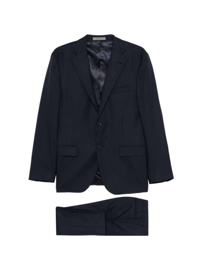 Corneliani Navy Blue Solid Two-piece Formal Suit In Blue
