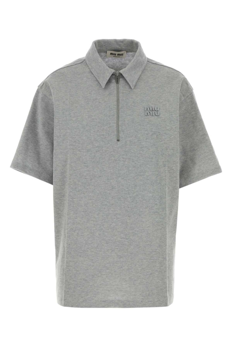 Miu Miu Grey Shirt Collar Oversize Polo Shirt for Women Online
