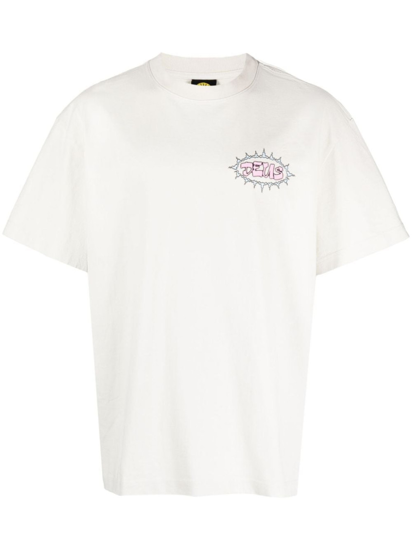 Deus White Logo-print Cotton T-shirt In White