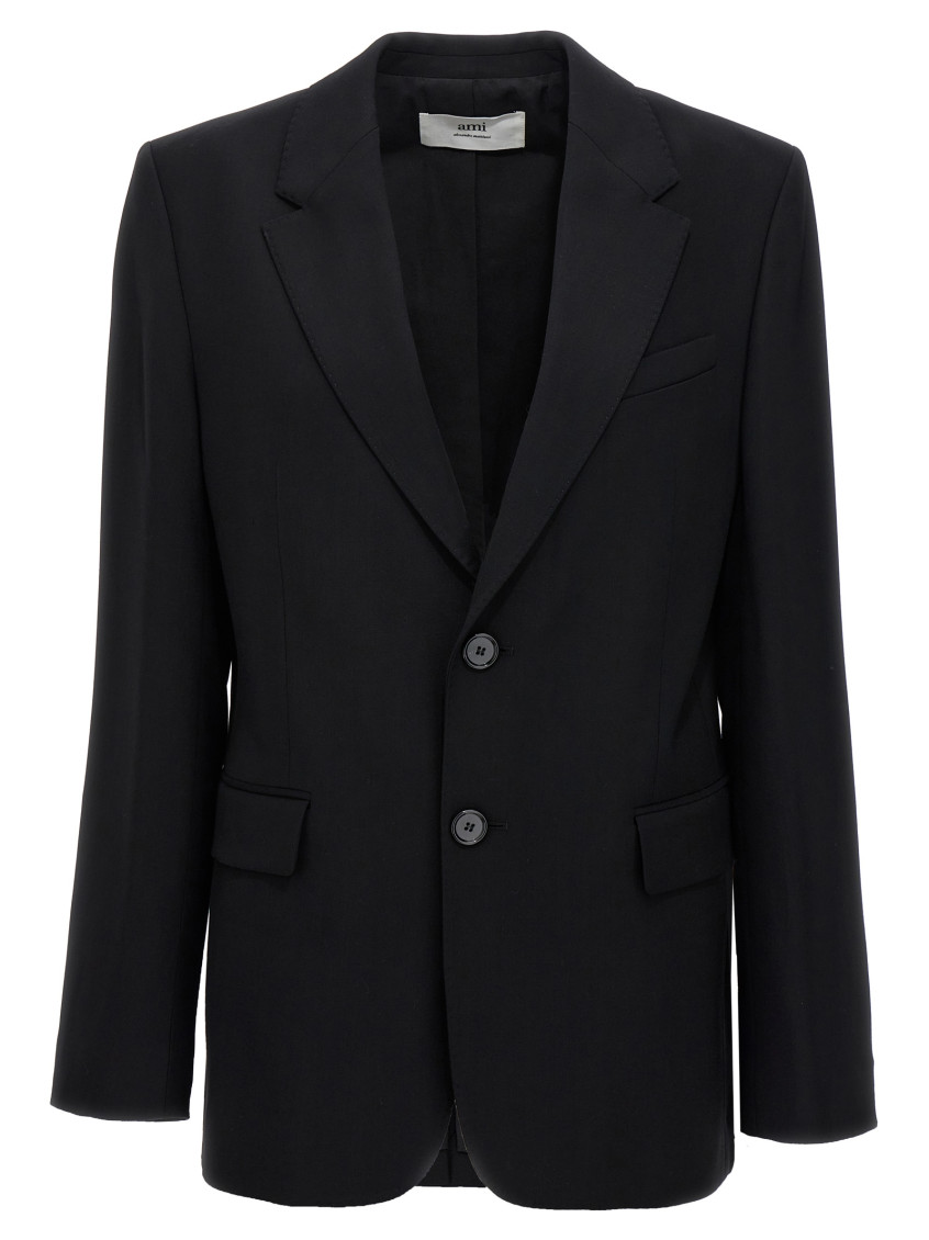 Ami Alexandre Mattiussi Fitted Blazer With Single Button Front In Black