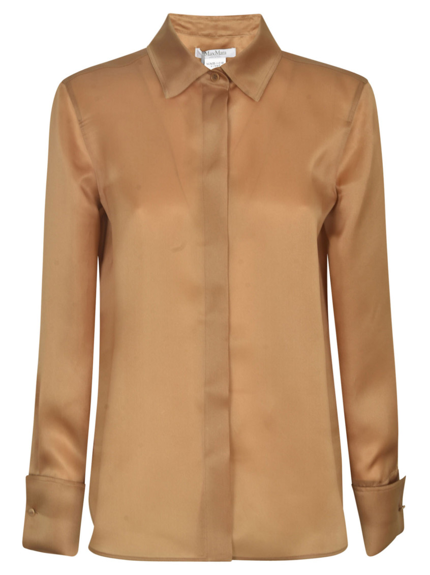 Max Mara Silk Georgette Shirt In Brown