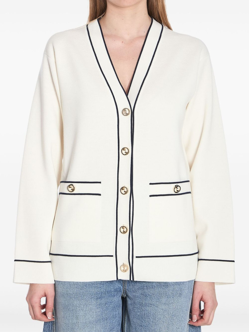 Gucci Incrocio Gg Ribbed-knit Cardigan