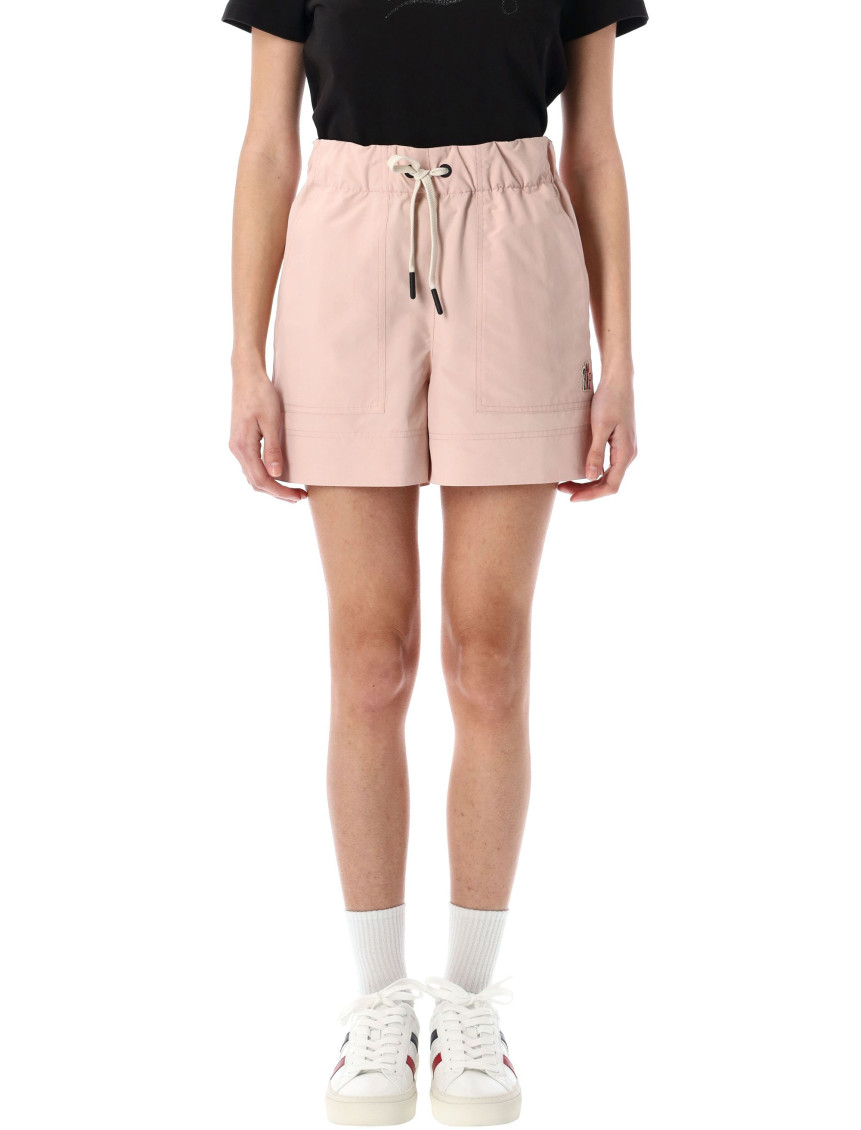 Moncler Grenoble Pink Shorts With Elastic Drawstring Elastic Waist And Logo Embroidery On The Side I