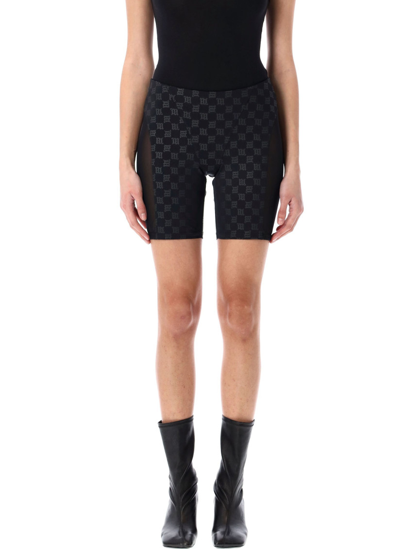 Misbhv Fitted Monogram Biker Shorts With Distinctive Pattern