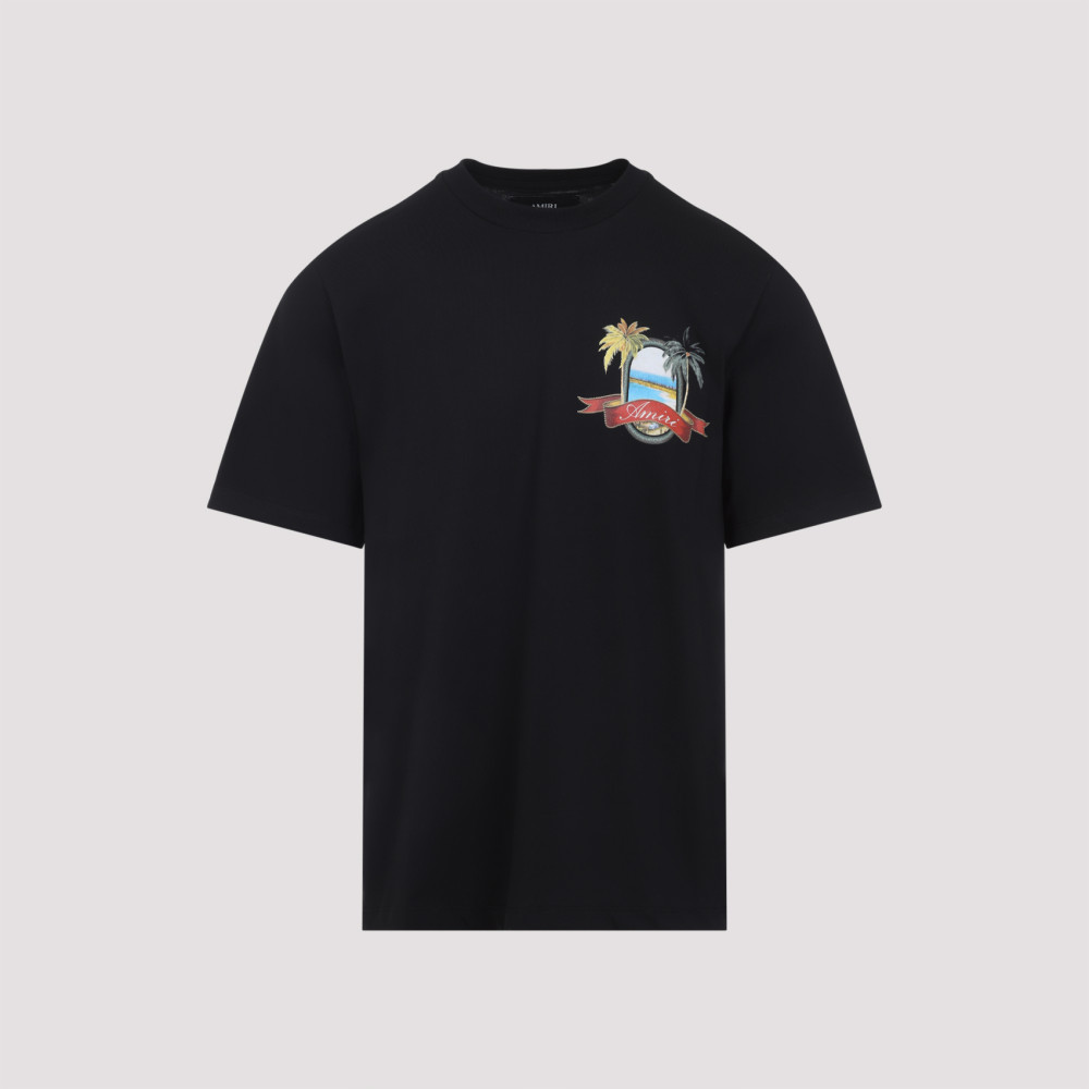 Amiri Black T-shirt With Logo Print And Graphic Design In Black