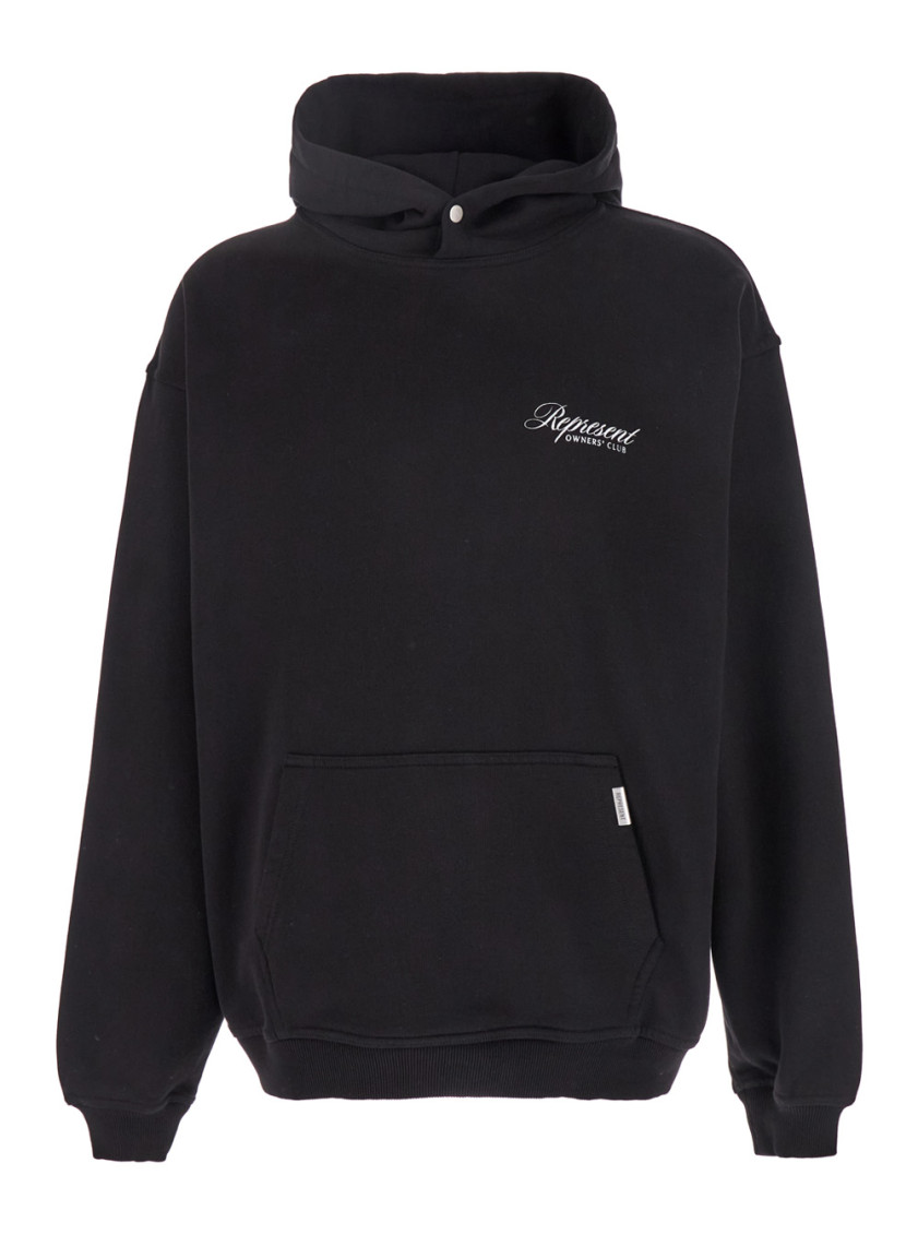 Represent Black Hoodie With Logo Lettering Detail On The Front And Maxi Logo Print On The Rear In Cotton Man
