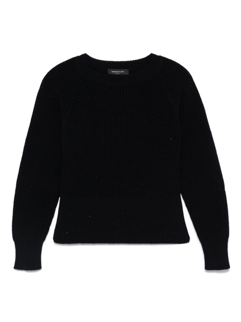 Fabiana Filippi Ribbed Crewneck Sweater With Fitted Cuffs