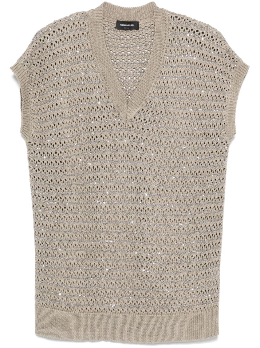 Fabiana Filippi Women's Cotton Crochet Jumper With Sequins Sweater