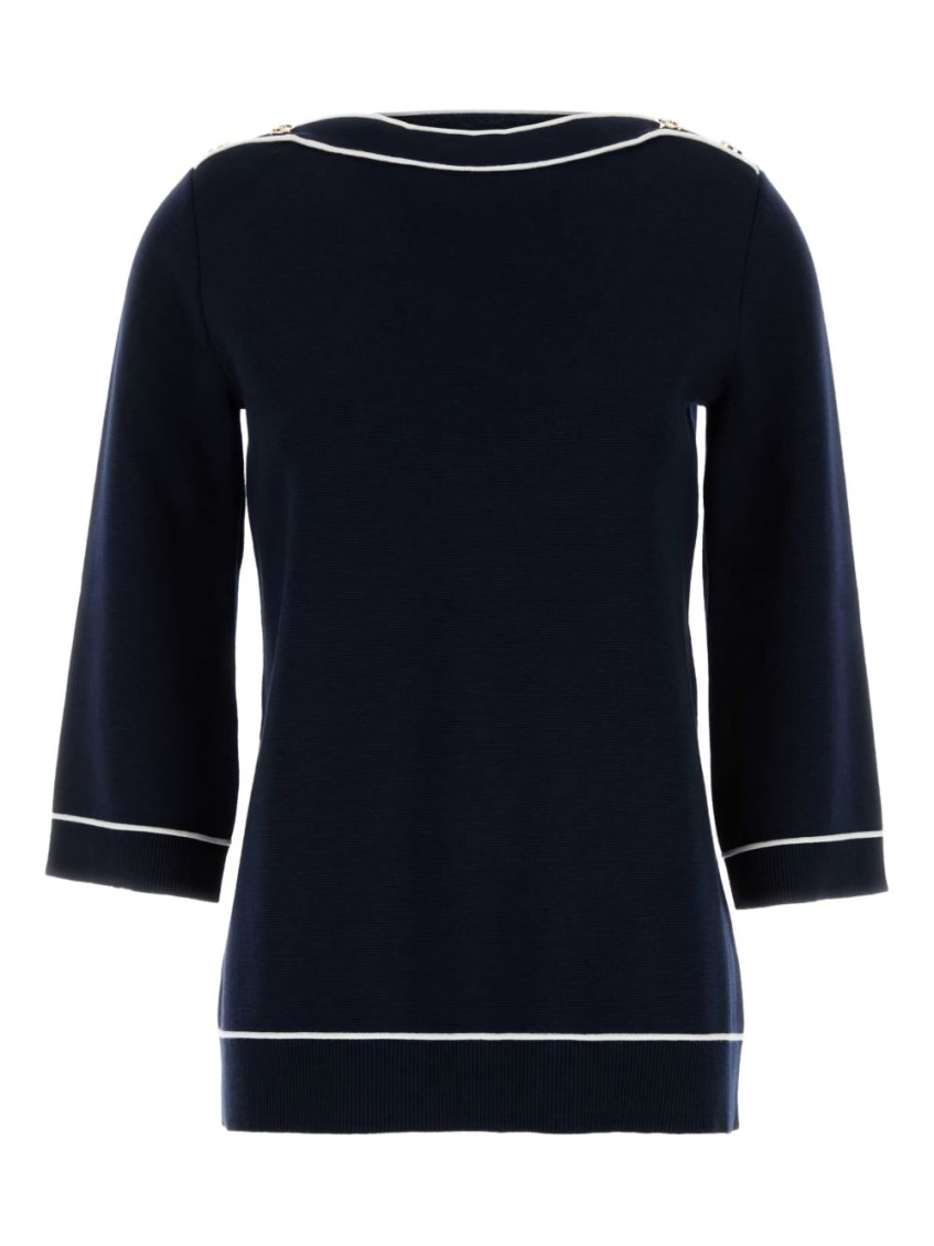 Gucci Oversize Wool Sweater With Contrast Trim And Button Detail
